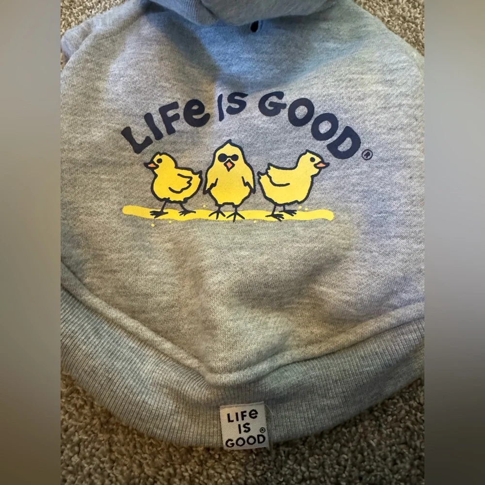 New Life is Good Chicks Easter Spring Gray Dog Hoodie Extra Small XS